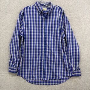 Donald Ross Shirt Mens Medium Blue Plaid Long Sleeve‎ Performance Active Tech